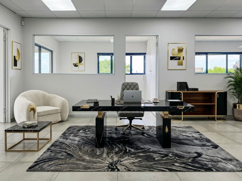 interior of a commercial unit at innovation worx - business park, with an office desk