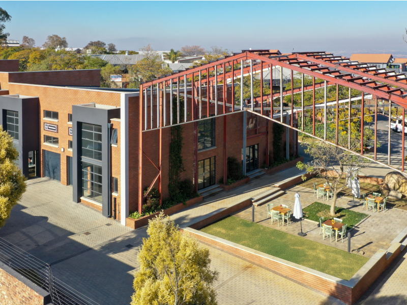aerial view inside innovation worx - richards drive commercial park in midrand